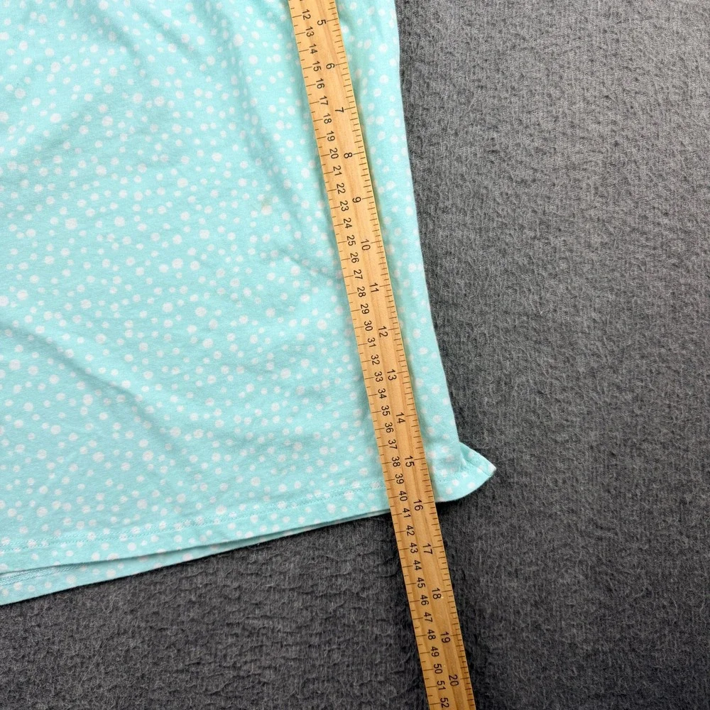 Carole Hochman Pajama Shorts Women's XXL Aqua Blue Polka Dot Floral Trim Cotton‎